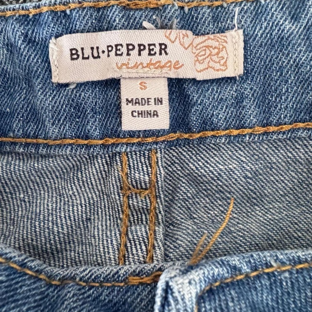 Blu Pepper Ripped Cutoff Denim Shorts Distressed Cheeky Raw Edge Blue Jeans - Picture 3 of 3